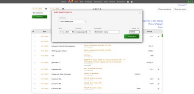 КАССА. Внесение в кассу.