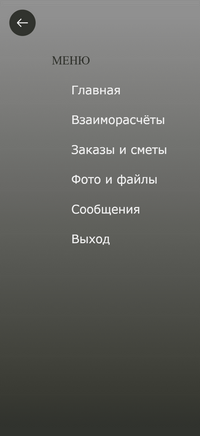 Личный кабинет работника. Меню.